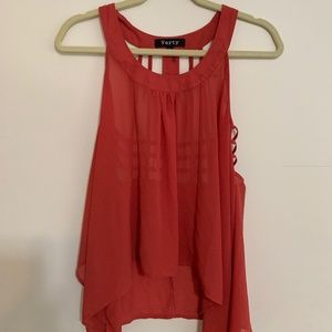 Reddish-Peach Sheer Tank Top